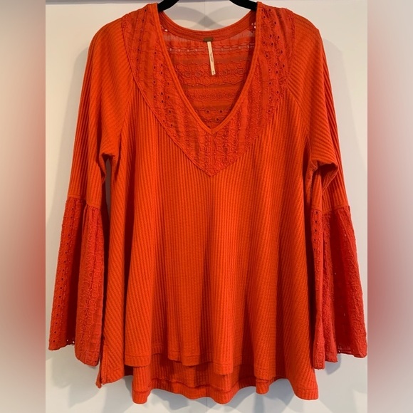 Excellent Condition, Free People "Parisian Nights" Long Sleeve Waffle Top, Sz XS - Picture 2 of 9